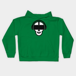 Skull Wearing a Virtual Reality Gaming Headset Kids Hoodie